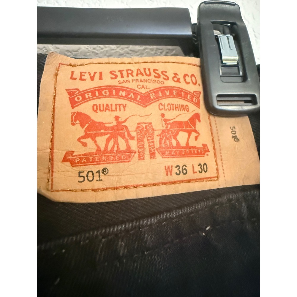 Levis 501 Original Straight Leg Button Fly Black Jeans Mens W36 L30 - Picture 6 of 6